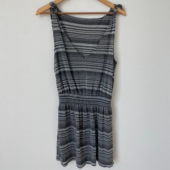 Becca by Rebecca Virtue Silver Striped Metallic Tank Swim Cover-Up Dress Medium - Picture 9 of 12